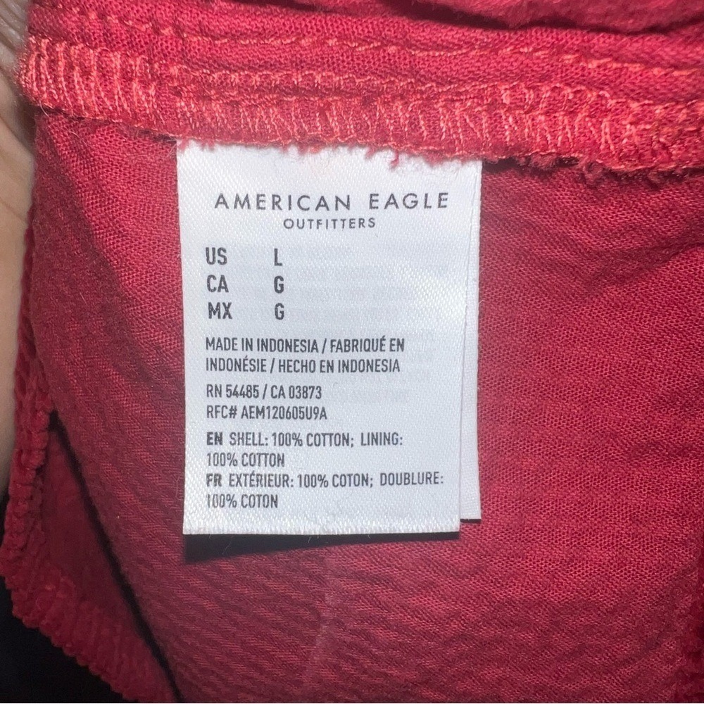 American‎ Eagle Outfitters Deep Red Corduroy Jumper Dress Large Belted Pockets - Picture 8 of 8